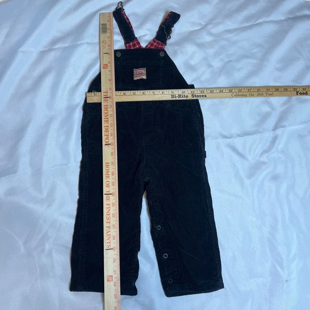 Old Navy Baby Khakis Black Corduroy Flannel Lined Overalls 18-24 Months XL‎